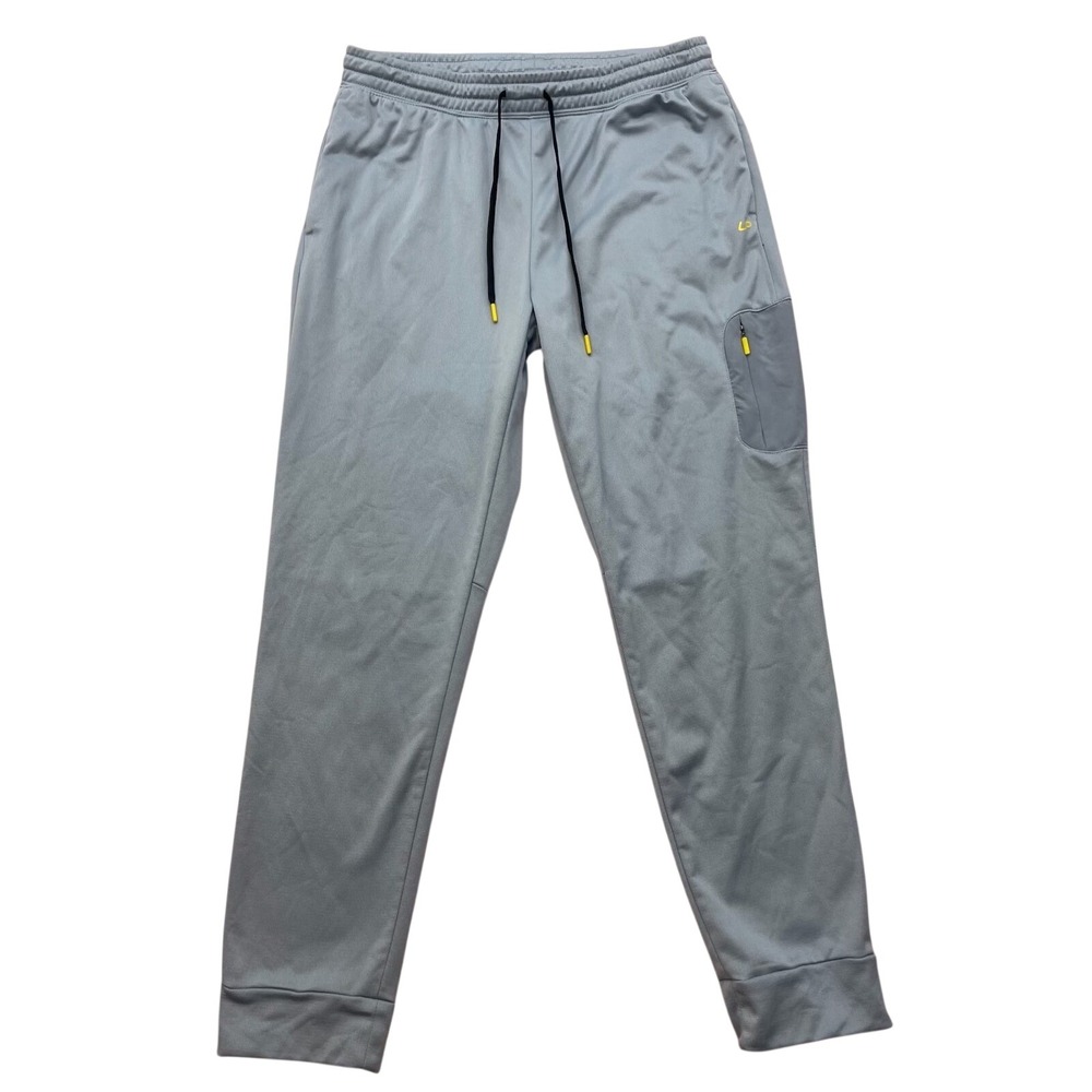 Mens Jogger Pants Large Gray Athletic Quick Dry Zip Pocket Drawstring